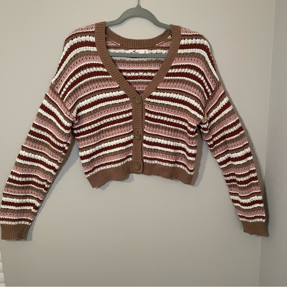 Striped Brown, Pink and White Women's Sweater